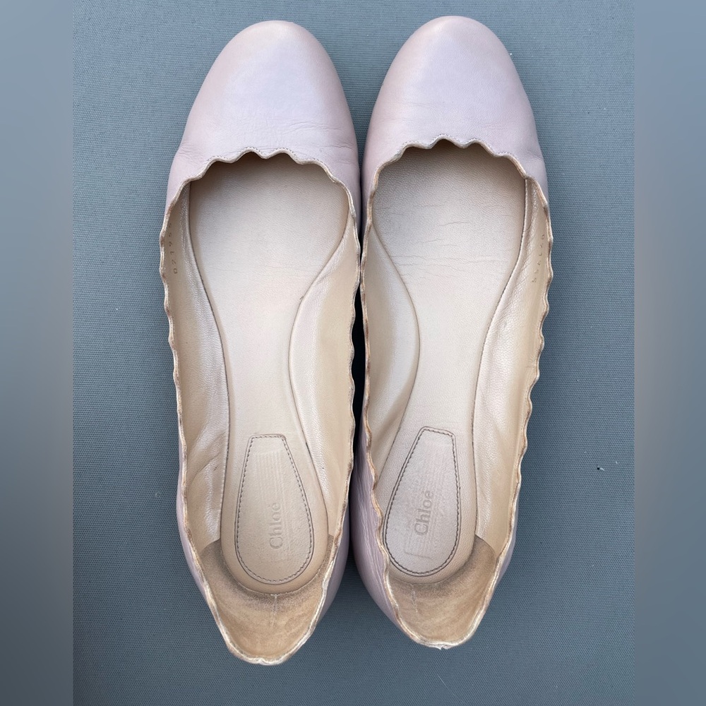 Chloe Lauren Scalloped Leather Ballet Flats